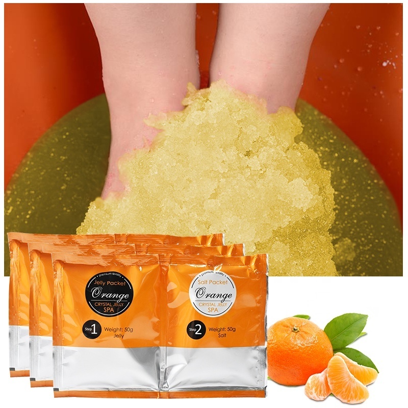 OEM Private Label Beauty Jelly Pedicure Foot Spa Natural Relaxing Organic Sea Salt Foot Scrub Soak Foot Spa Soak