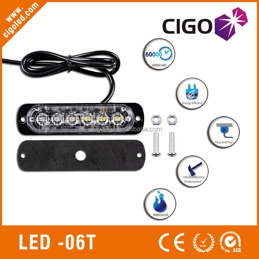 LED-06t Ultal thin design 6*3w truck led Strobe Light waterproof strobe light LED warning side flashing light