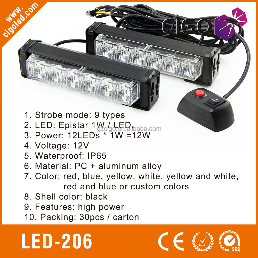 Wholesale led emergency vehicle warning lights LED-206 automotive strobe lights 12V amber strobe warning lights