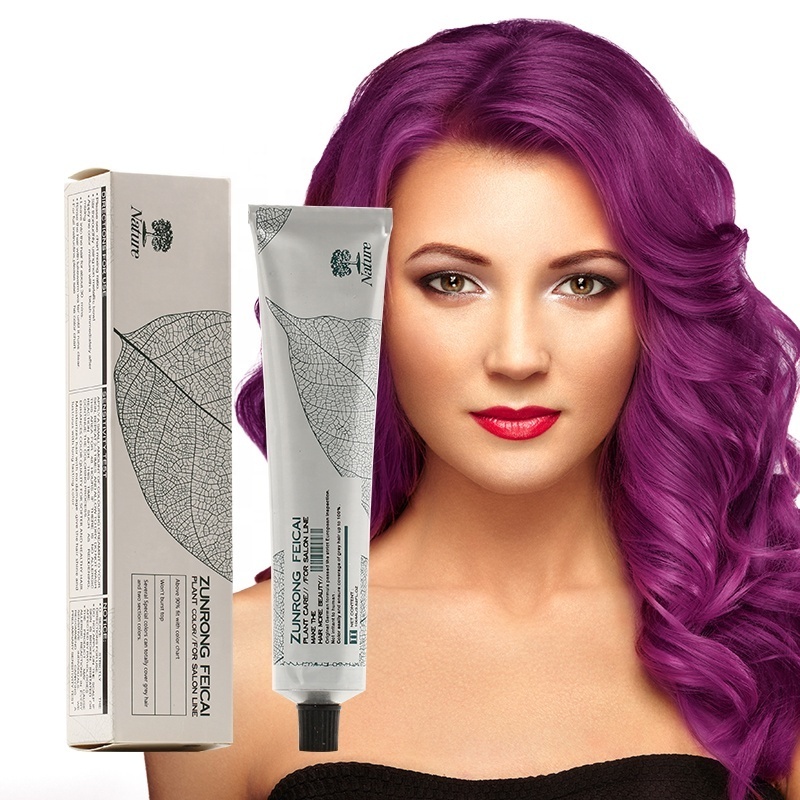 Permanent Hair Color 100% Gray Coverage Purple Hair Dye Cream Semi-Permanent Magic Fast Root Rescue Touch Up Hair Color Cream