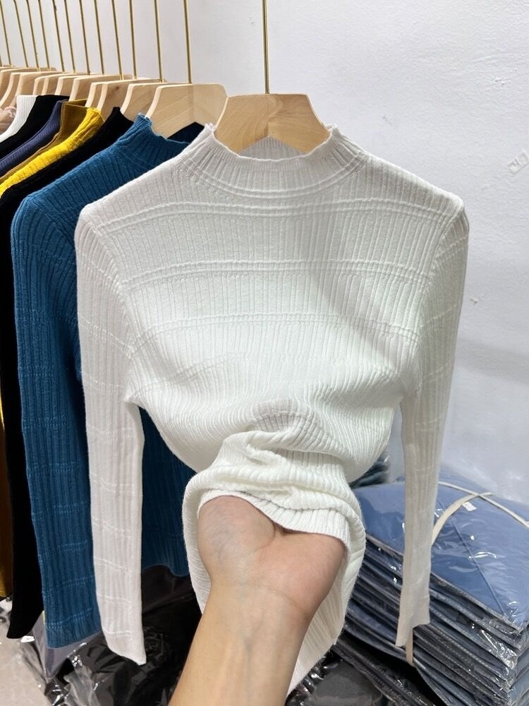 knitwear manufacture autumn winter fashion new Korean slim high neck long sleeved sweater women knitted pullover basic