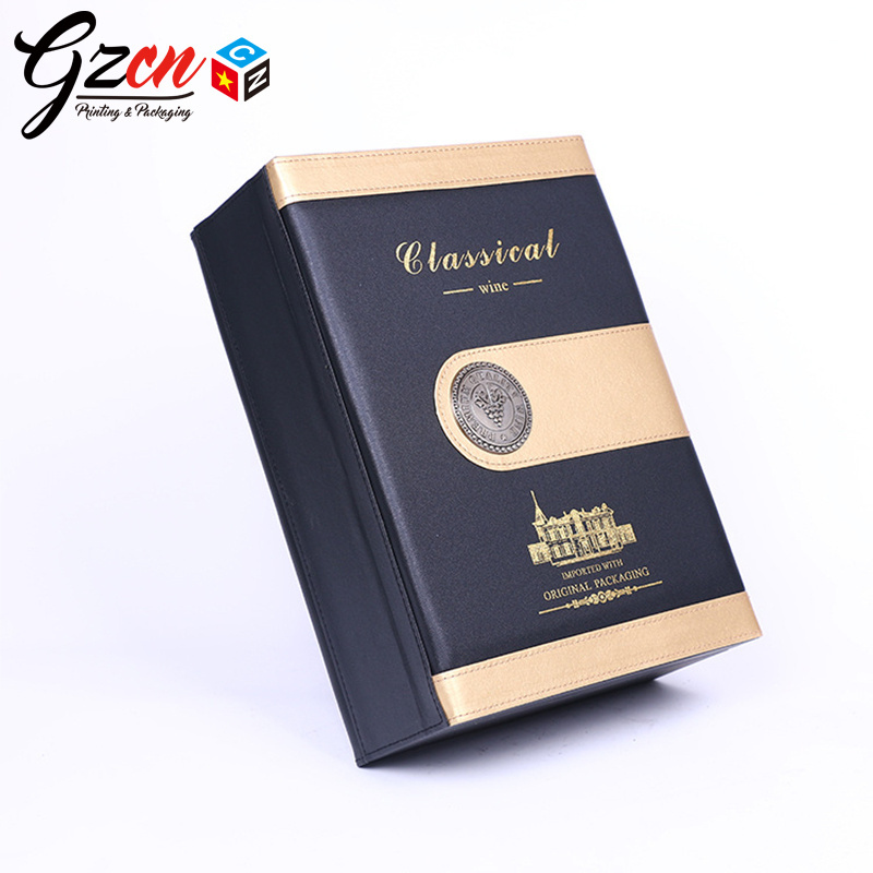 Custom packaging accessories luxury PU leather wine gift box