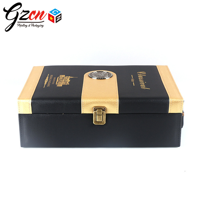 Custom packaging accessories luxury PU leather wine gift box