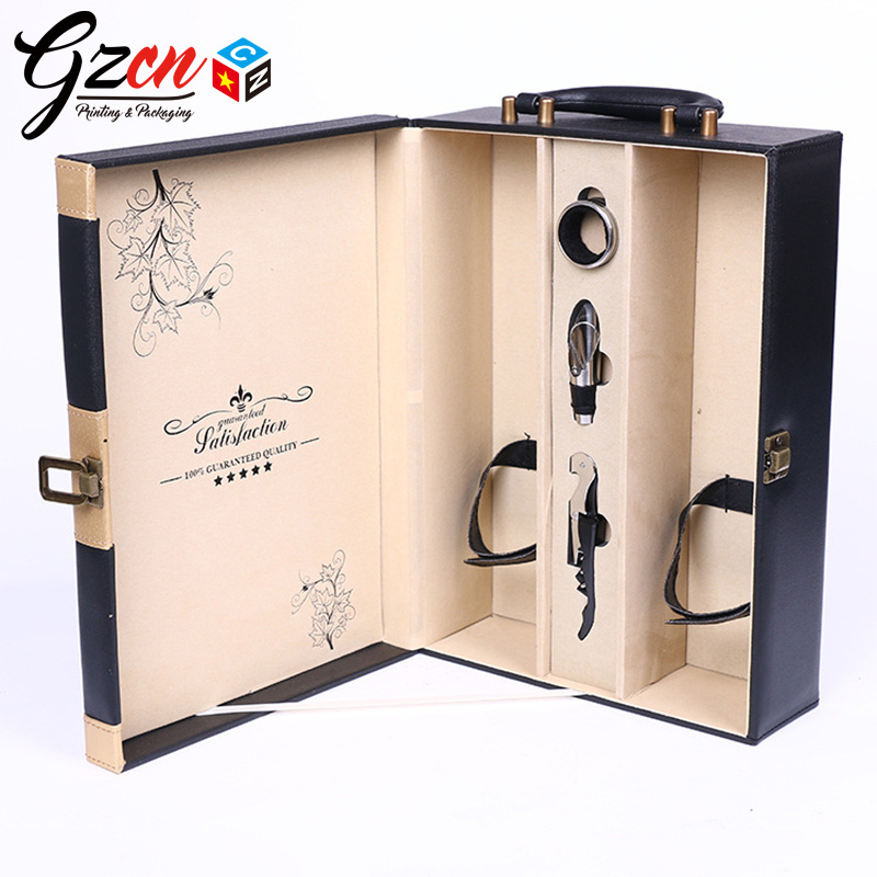 Custom packaging accessories luxury PU leather wine gift box