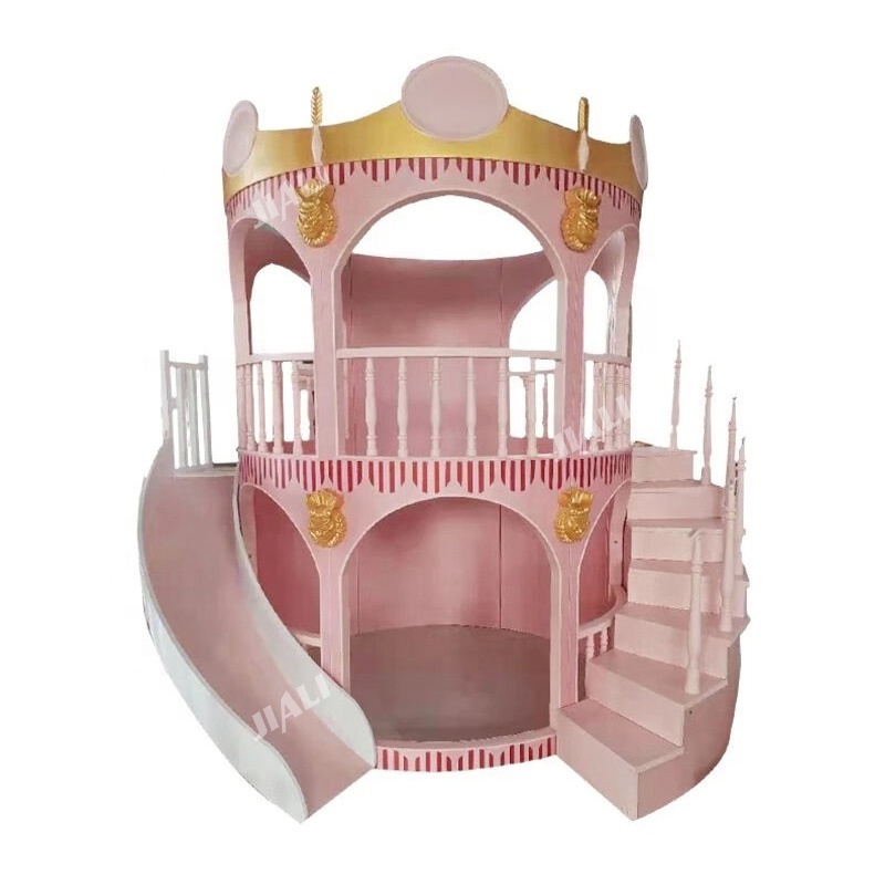 Luxury Beautiful Princess Children Beds For Girls Double Kid Pink Kids Bunk Bed With Stairs Storage Slides