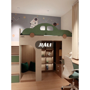 Manufacture Customize Car Design Twin Over Full Wooden Mdf Child Bunk Bed With Storage For Kids Children Bedroom Furniture Sets