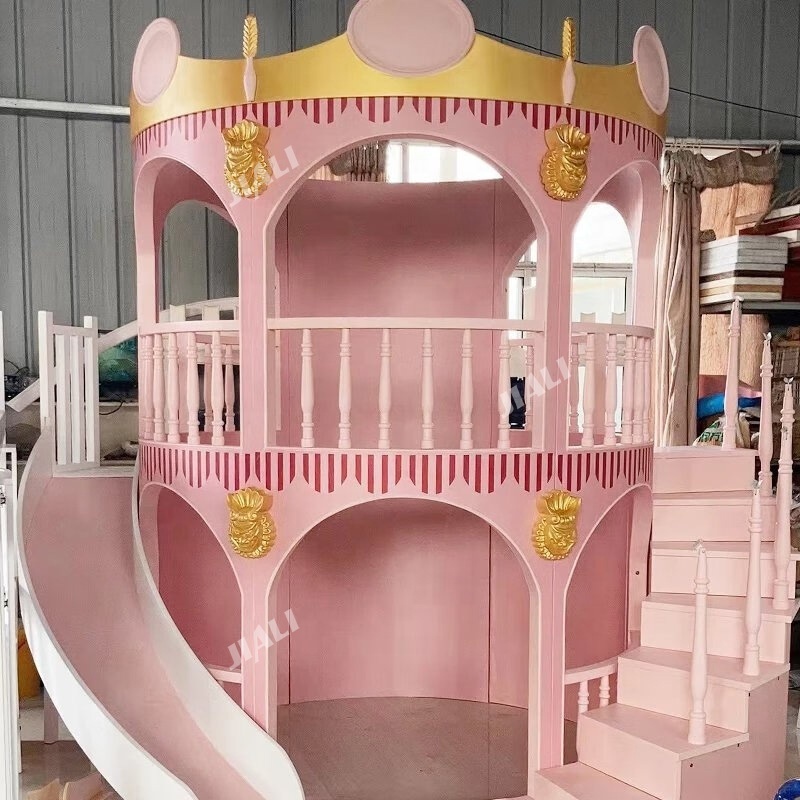 Luxury Beautiful Princess Children Beds For Girls Double Kid Pink Kids Bunk Bed With Stairs Storage Slides