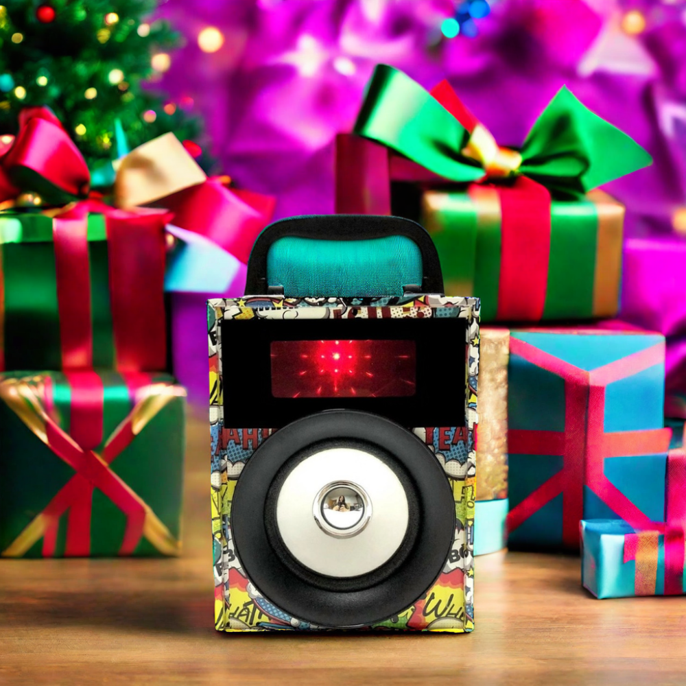 Mini 3-Inch Speakers RGB USB AUX Two-Way WOOD CASE Colorful Graffiti Camouflage TWS FM Radio Lithium Battery Card Home Party DJ