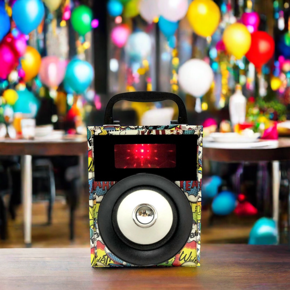 Mini 3-Inch Speakers RGB USB AUX Two-Way WOOD CASE Colorful Graffiti Camouflage TWS FM Radio Lithium Battery Card Home Party DJ