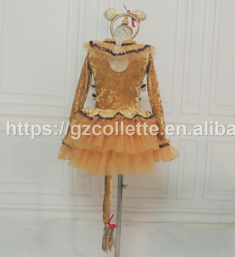 Girls ballet dress adult long sleeve velvet lion dance costumes kids stage performance costume children TV&movie dance costumes