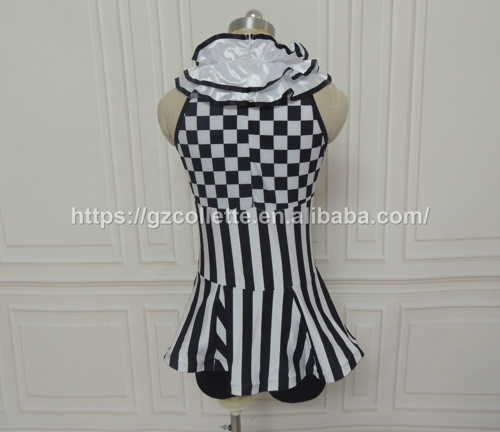 dance costume Black and white squares sleeveless one piece dance costumes girls plaid jazz clown boyshorts dancewear clown wear