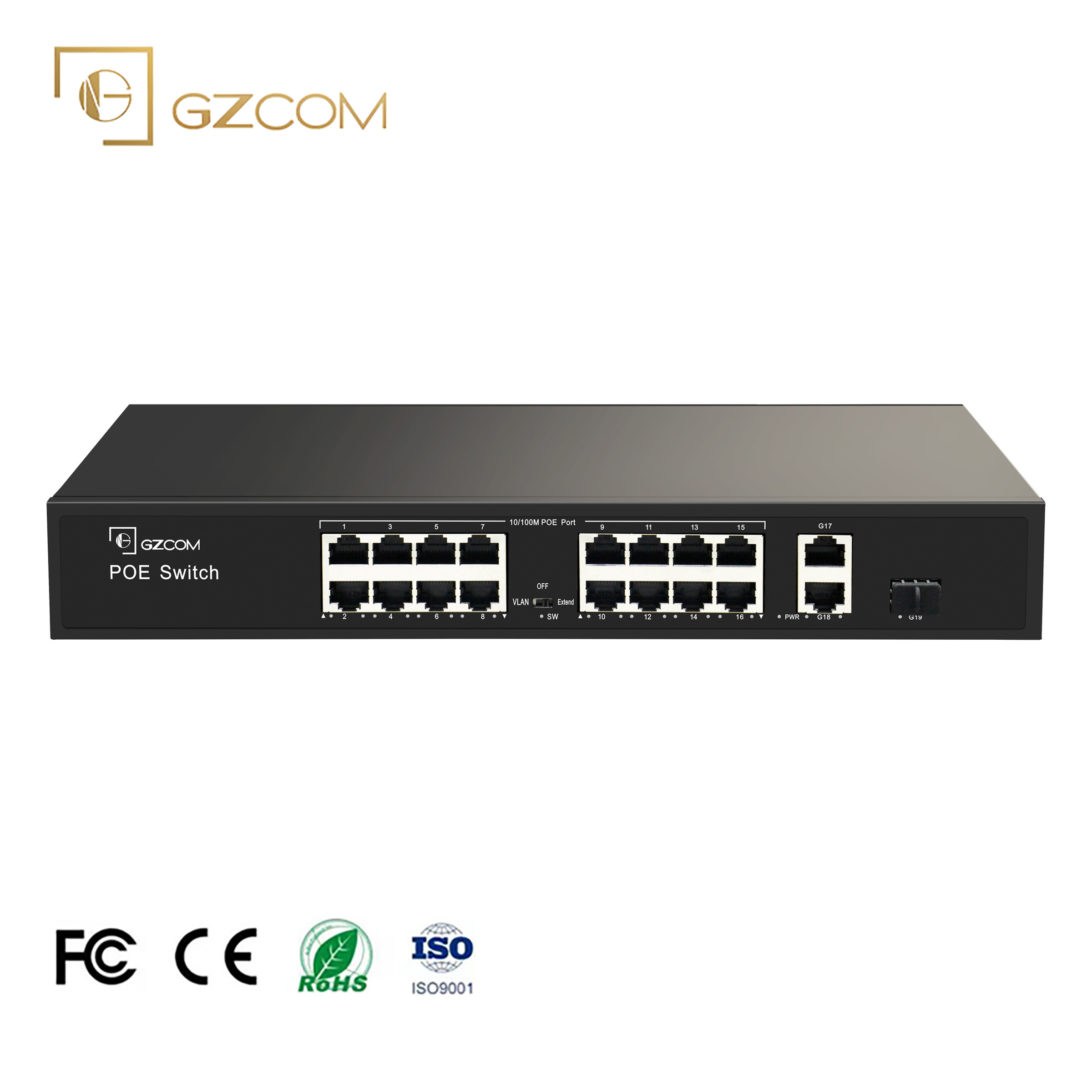 Factory Price Support VLAN Extend 250 Meters Unmanaged 16 Port PoE Switch for CCTV IP Cameras