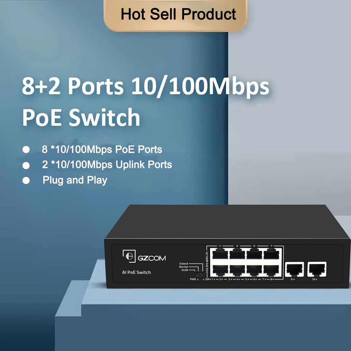 POE Switch OEM 10/100Mbps Unmanaged 8 Ports Poe  With 2 Uplink Ports Smart POE Switch For IP Camera CCTV