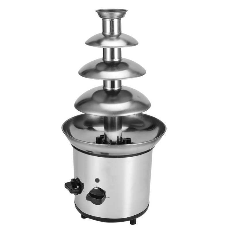 4 Tier Large Chocolate Melting Fountain Sales Pot Machine Stainless Steel Electric For Weddings Birthday Parties