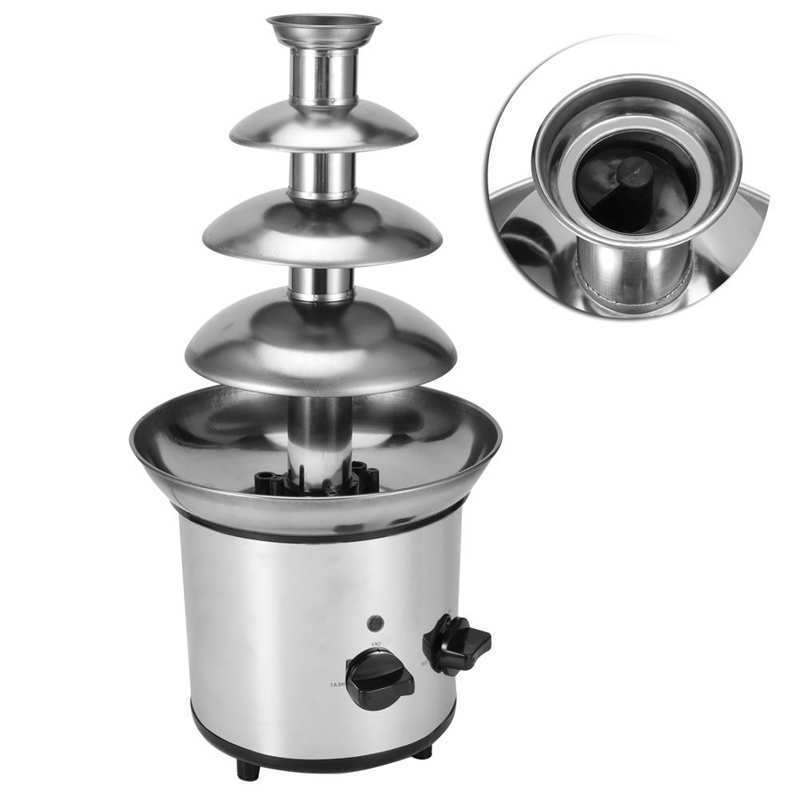 4 Tier Large Chocolate Melting Fountain Sales Pot Machine Stainless Steel Electric For Weddings Birthday Parties