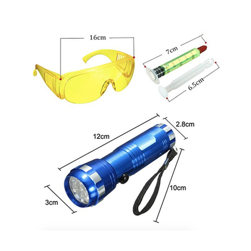 Auto Air Conditioner Flashlight Leak Detector Tool Car Ac Test Uv Protective Glasses Led Safety with Fluorescent Oil