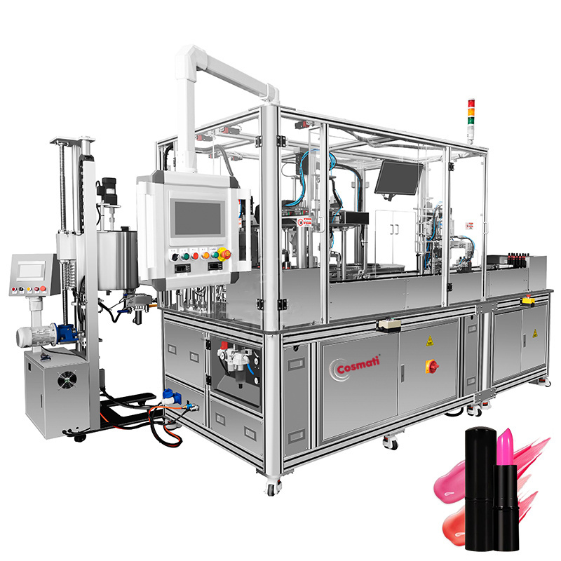 Silicone mold cosmetic lipstick lipbalm heating cooling forming filling capping machine lipstick lip balm making machine