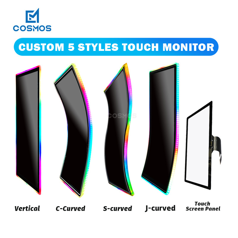 Custom 21 32 43 55 Inch Kiosk Touch Screen Display Panel 4k Capacitive Vertical Arcade Game Machine Curved Touch Screen Monitor