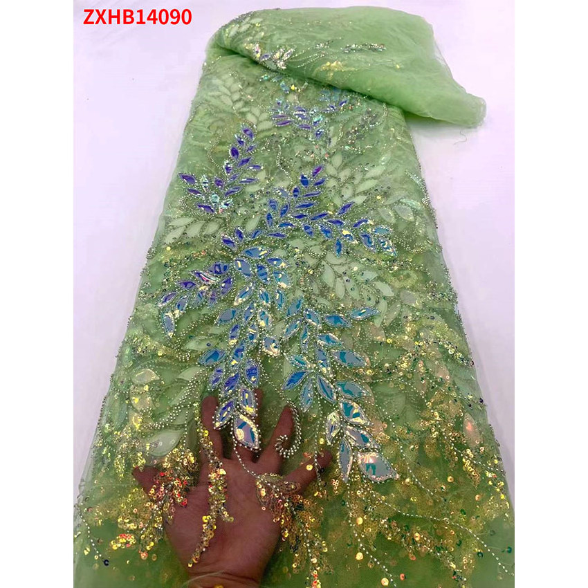 Lace Dresses Hot Sale Nigerian Wedding Lace Fabric for Wedding Tulle Mesh Fabric Sustainable Embroidered 5 Yards/lot