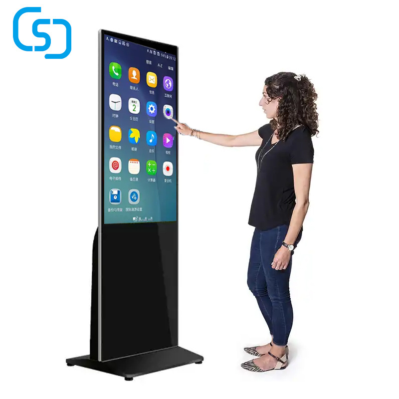 32 43 55 60 66 inch  interactive computer transparent oled display Floor Standing Digital Totem
 touch screen for Subway