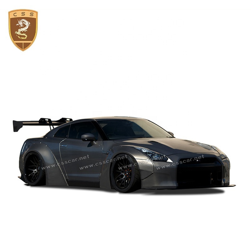 Carbon Fiber+Fiberglass Front Bumper Tail Spoiler Middle Grille Liberty Walk LB Style Body Kit For Gtr R35