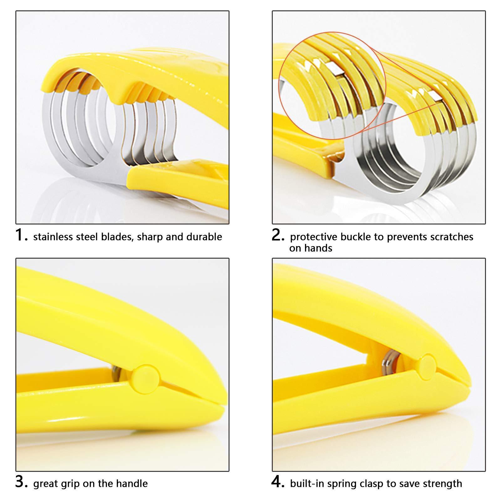 Banana Slicer,ABS + Stainless Steel Fruit and Vegetable Salad Peeler Cutter Kitchen Tools For Banana, Strawberry