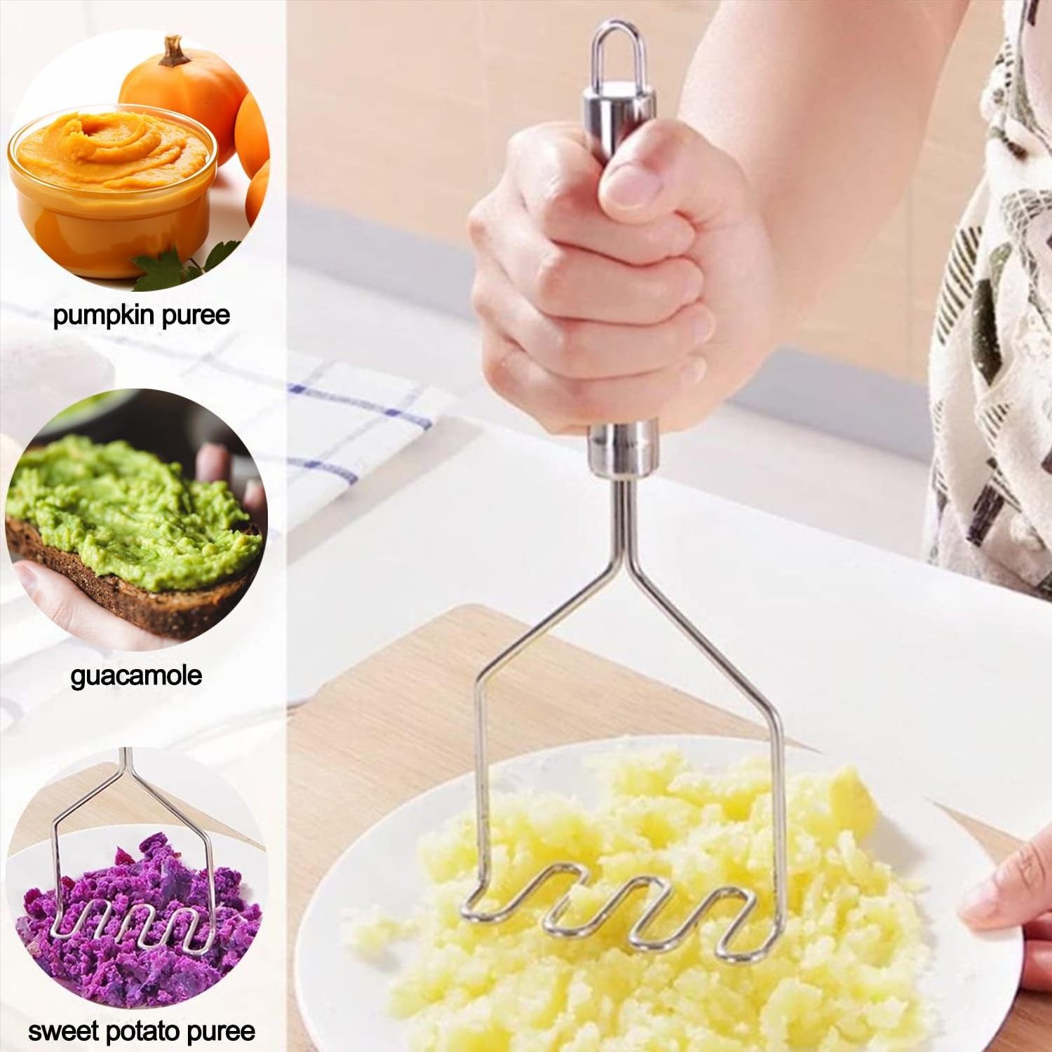 Hot sale Stainless Steel Wire Masher Heavy Duty Vegetable Masher Food Pressure Mashed Potatoes Kitchen Tools