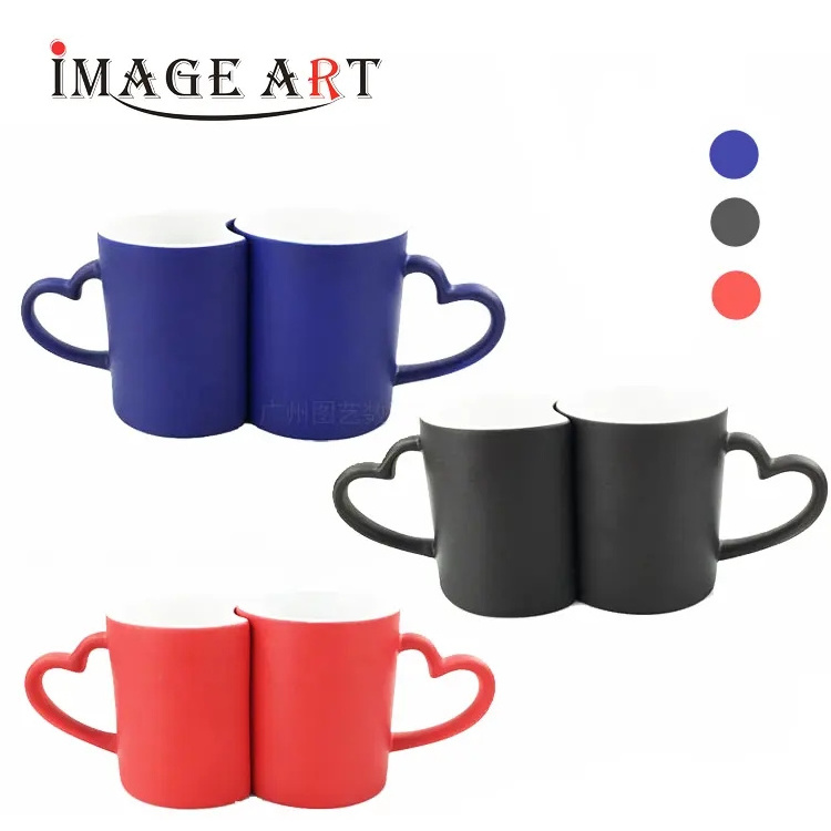 11oz Sublimation Couple Magic Mugs with Colorful Coated