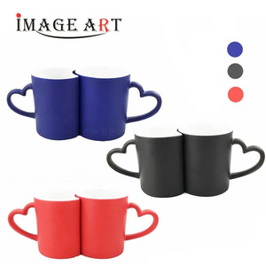 11oz Sublimation Couple Magic Mugs with Colorful Coated