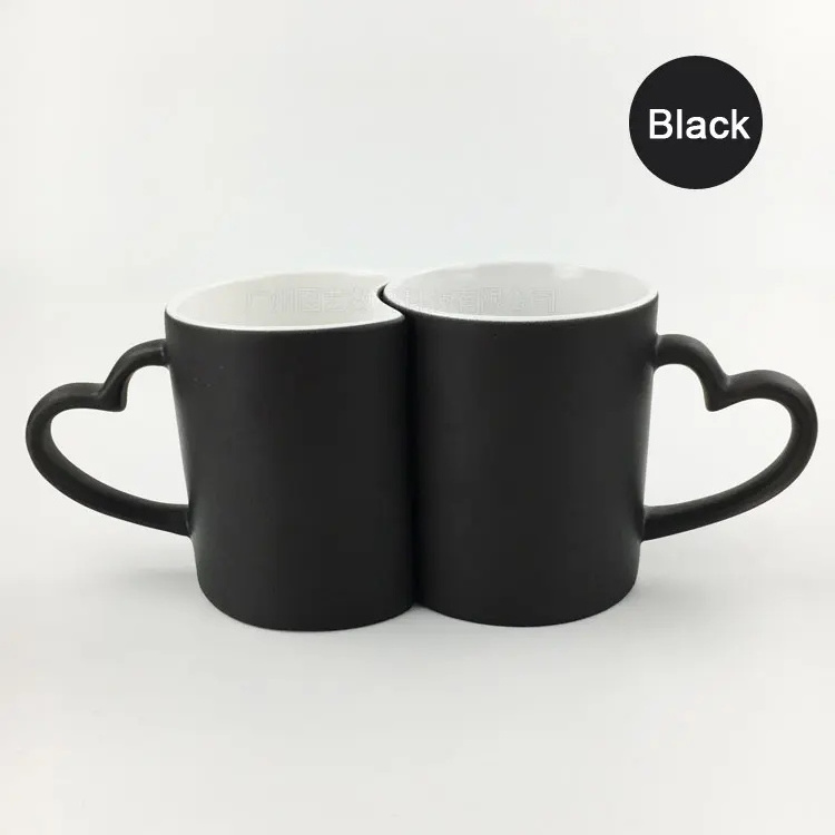 11oz Sublimation Couple Magic Mugs with Colorful Coated