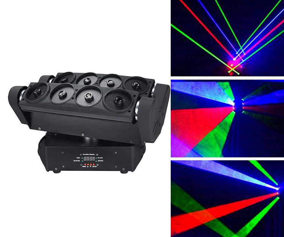 Christmas Laser Light Show 8 Eyes RGB Spider Laser Beam Light