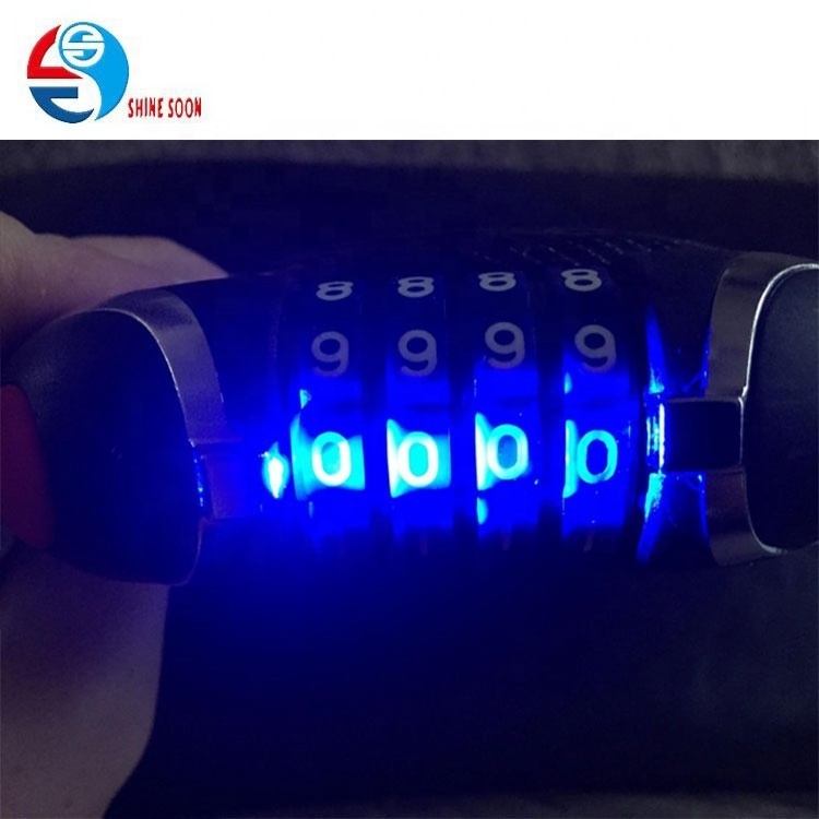 Bicycle Code Lock Bike Cable Password Lock with Led Light 4 Digits Combination Cable Bike Lock