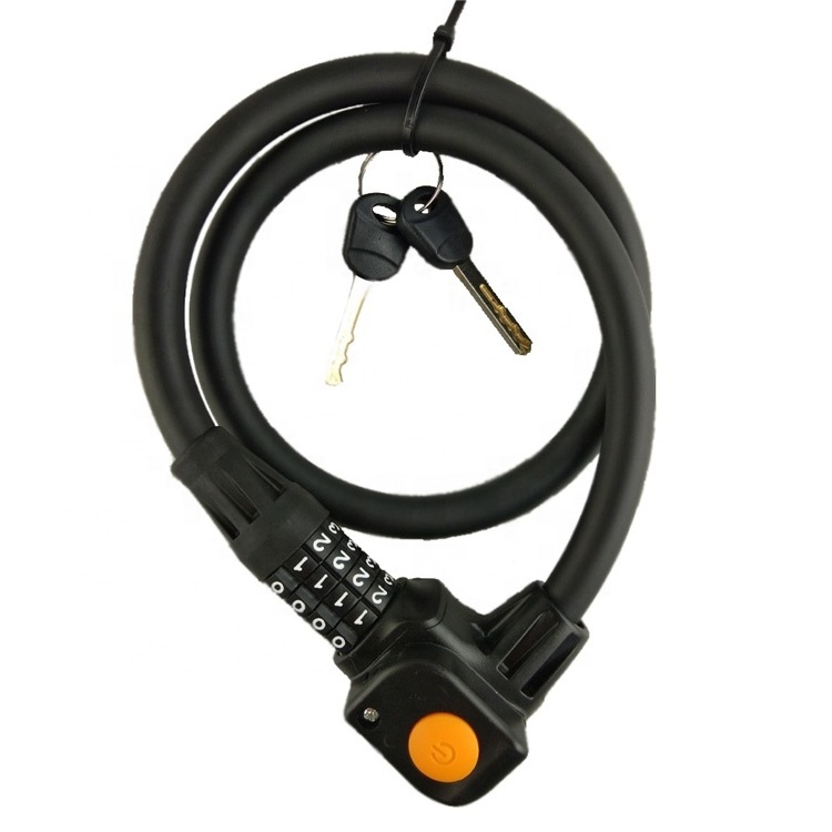 Durable Bicycle Cable Combination Lock With Light 4 Digit Cable Security Lock For Bicycle  Scooter Lock