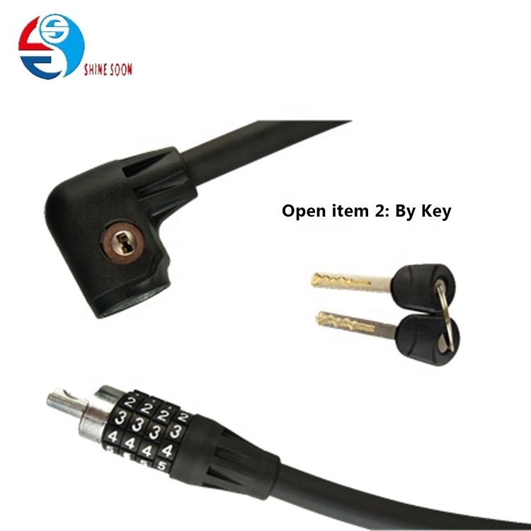 Durable Bicycle Cable Combination Lock With Light 4 Digit Cable Security Lock For Bicycle  Scooter Lock