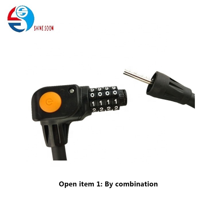 Durable Bicycle Cable Combination Lock With Light 4 Digit Cable Security Lock For Bicycle  Scooter Lock