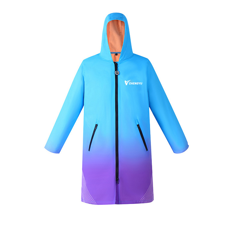 Custom Logo New Design Waterproof Swimming Parka Outdoor Coat Jacket With Hood Swim Changing Robe Women Warm Surf Poncho Parka