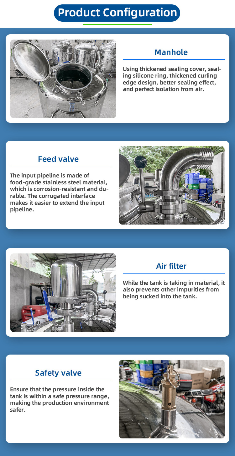 CYJX 200 Gallon Stainless Steel Tank Custom Storage Water Tank Manhole/pressure/open Top Type Chemicals Alcohol Storage Tank