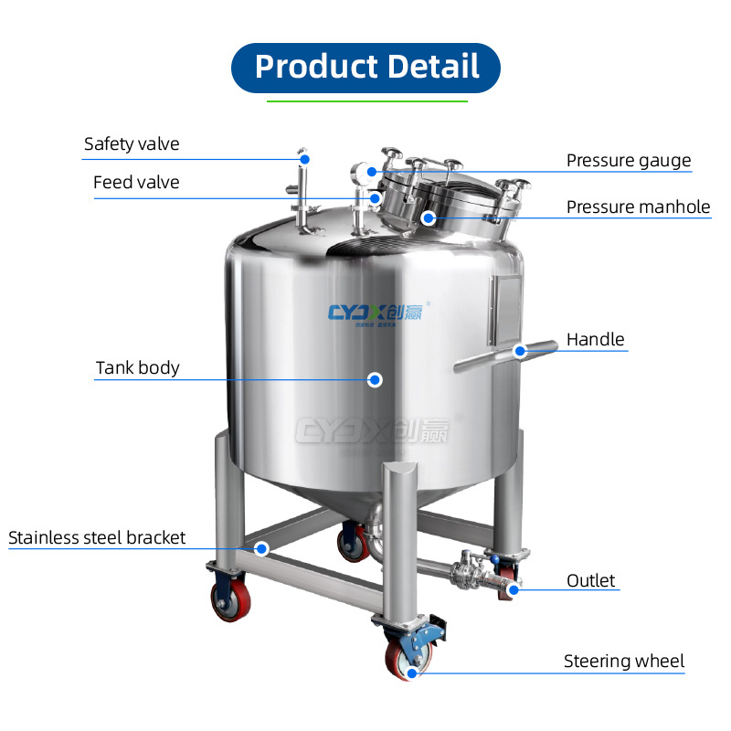 CYJX Stainless Steel 500 Gallon Tank/stainless Steel Pam Oil Storage Tank/stainless Steel Water Tank