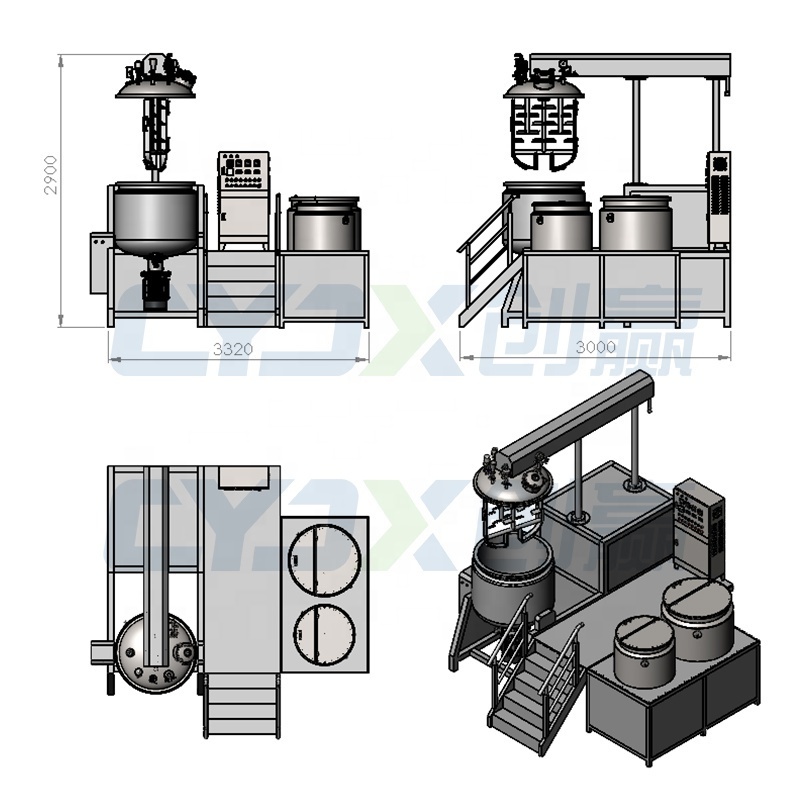 CYJX Sus316 Emulsifying Machine For Cosmetics 100l Emulsify Heat Tank Ritamulse Scg Emulsification Wax Cake Gel Emulsifier