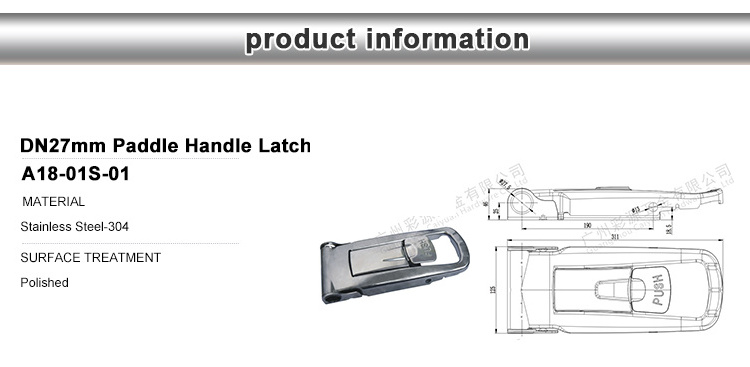 Stainless Steel 304 DN27mm Trailer Toolbox Locks RV Camper Accessories Paddle Handle Latch Truck Trailer Recessed Flat Lock