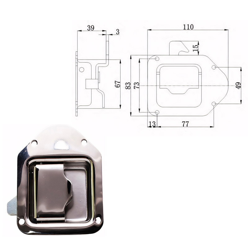 Paddle Deadbolt locking Fit for RV Camper Horse Trailer Cargo Hauler Door Latch RV Door Locks