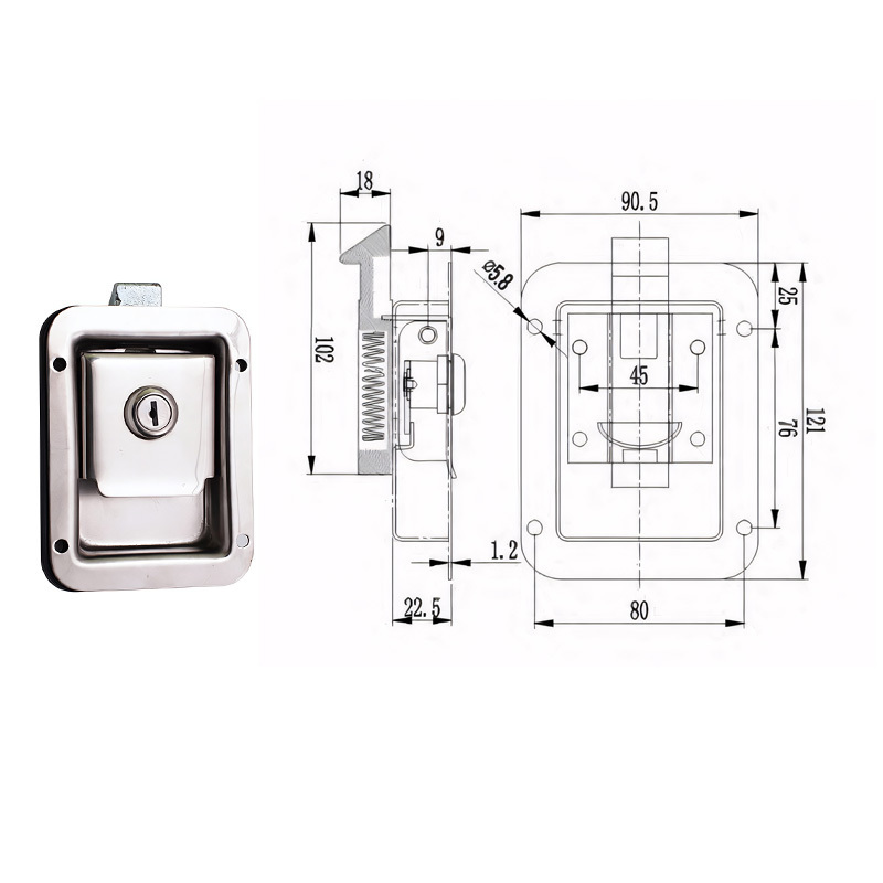 truck bed trailer door stainless steel paddle lock panel latch truck parts tool box lock