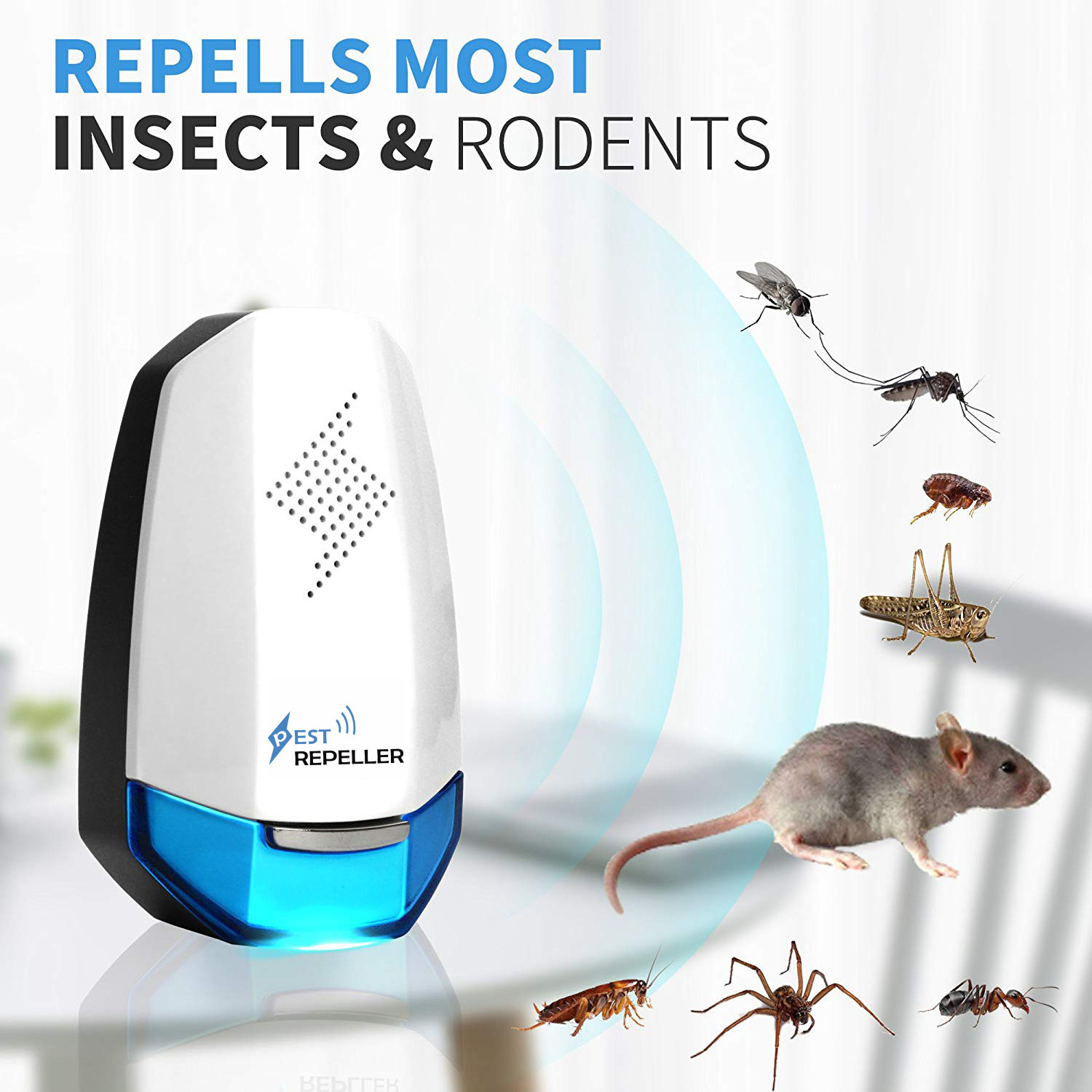 Ultrasonic Pest Repellent Mice Rats Mosquitoes Powerful Mouse Repellent plug in Pest Insect Control Device