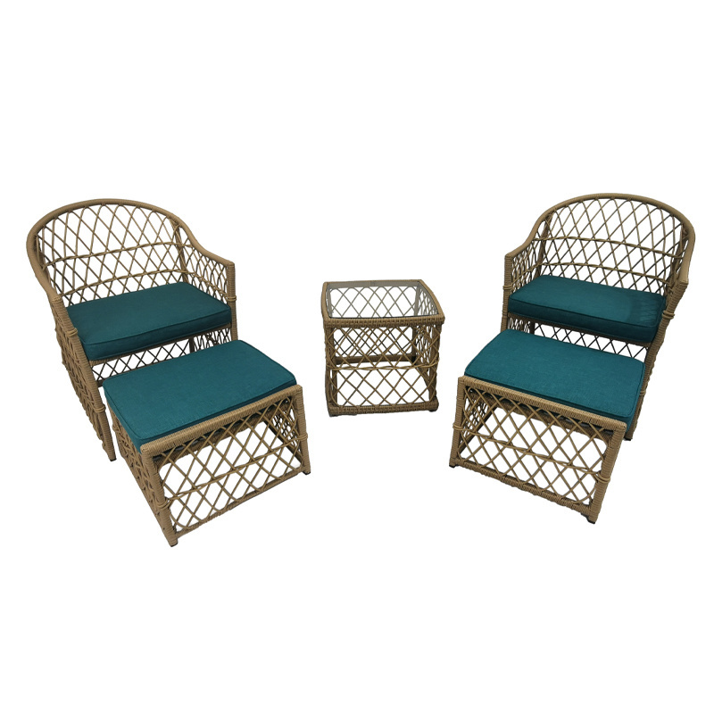 Patio space saving  Set PE Wicker leisure Rattan Furniture garden Sectional Conversation Outdoor Furniture with ottoman