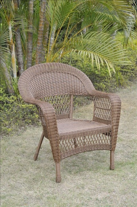 Jeco Wicker Outdoor Seating chair with Cushions Patio Rattan Furniture stacking chair