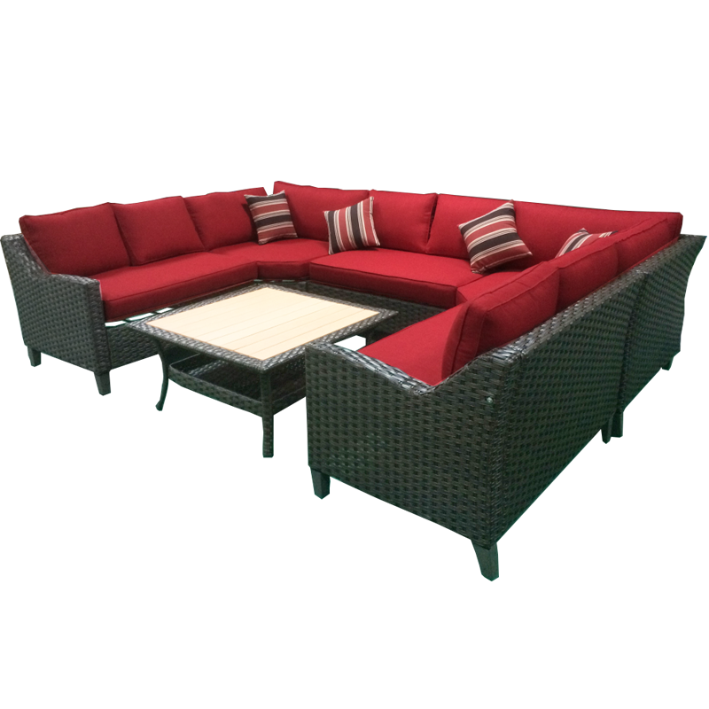 Factory Wholesale Outdoor Furniture Sets 6 Pieces L  U shape Sectional Sofa Set