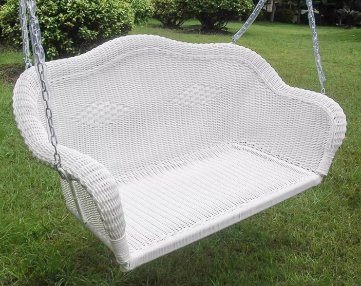 All-Weather Wicker Porch Swing International Caravan Resin Wicker Hanging Loveseat Swing