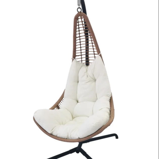 Cheap Wholesale Wicker Rattan Swing Chairs Patio Hanging Egg Chair with Stand