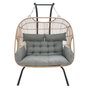 Guangzhou Factory Direct Sale Cheap Wholesale Wicker Rattan Swing Chairs Patio Hanging Loveseat Egg Chair with Stand