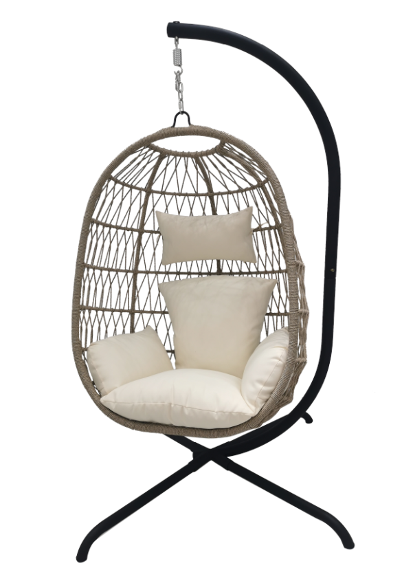 Guangdong Factory Wholesale Big Egg with Stand indoor outdoor patio Balcony rattan wicker cuddle egg  Hange chair